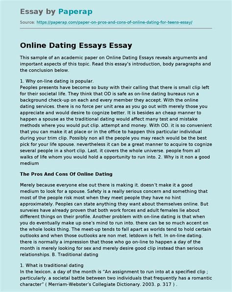 essay about online dating